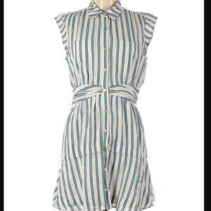 Derek Lam Striped Tie Waist Shirt Dress - size 8